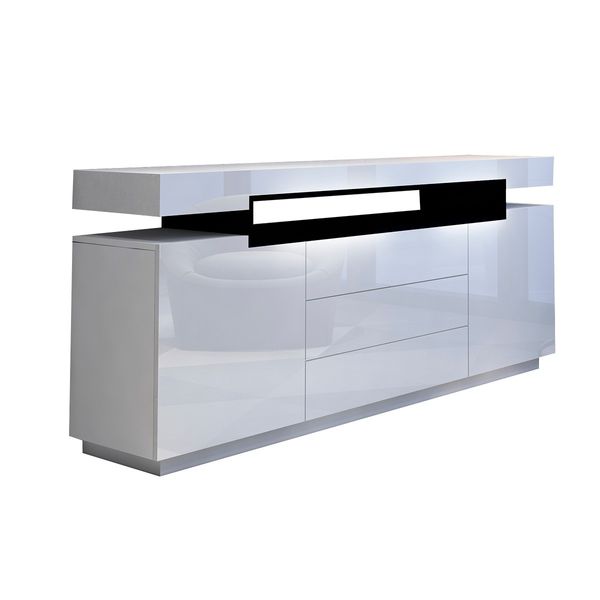 Modern Buffet Sideboard Cabinet High Gloss Storage Cupboard w/2 Doors & 3 Drawers - White