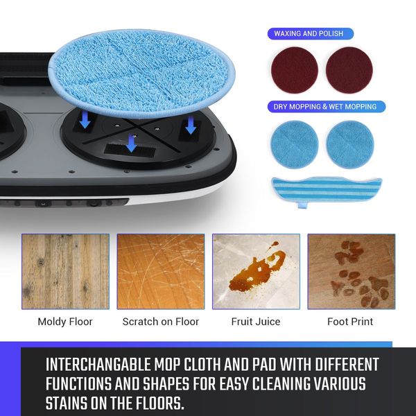 NEW 4 In 1 Electric Wireless Mop Spin Floor Cleaner Sweeper Polisher Scrubber