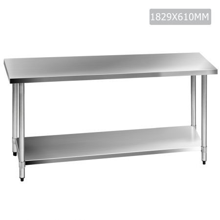 Cefito 610 x 1829mm Commercial Stainless Steel Kitchen Bench