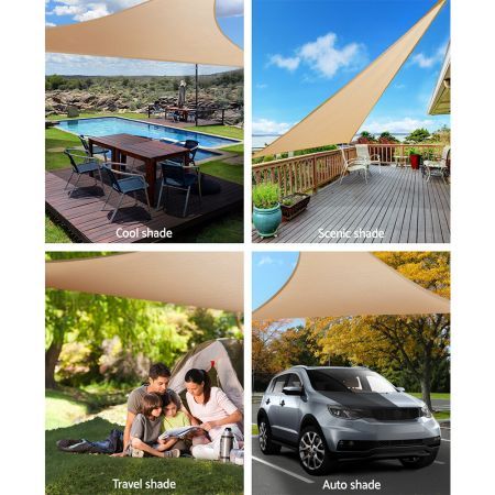 Instahut Waterproof Shade Sail 5x5x5m Rectangle Sand 95% Shade Cloth