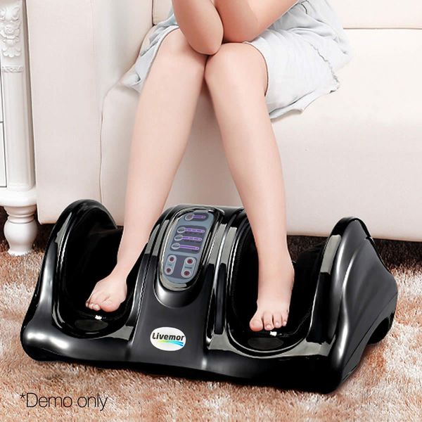 Livemor Foot Massager Shiatsu Massagers Electric Remote Roller Kneading Black