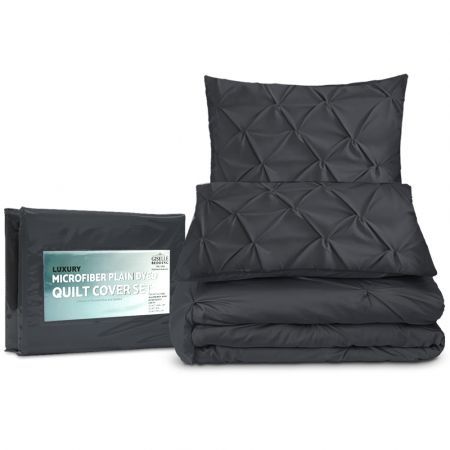 Giselle Quilt Cover Set Diamond Pinch Black - King