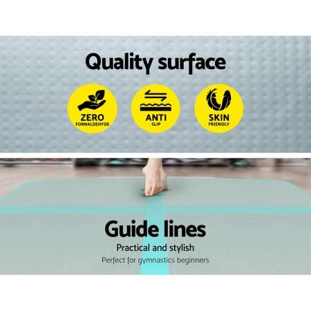 Everfit 3m x 1m Air Track Mat Gymnastic Tumbling Mint Green and Grey