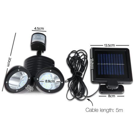 22 LED Solar Powered Dual Flood Lamp