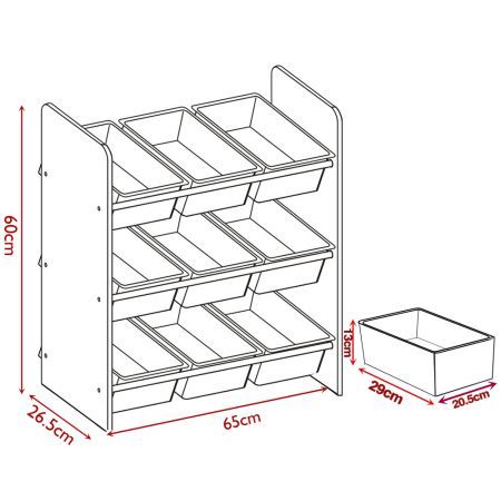 3-Tier Kids Toy Organiser 9 Bins