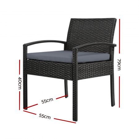 Gardeon Outdoor Dining Chairs Patio Furniture Rattan Lounge Chair Cushion Felix