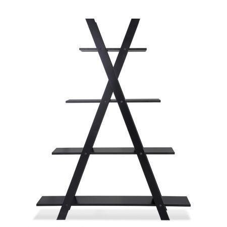 Artiss 4 Tier X Shape Ladder Shelf Display Book Shelves 150cm Black