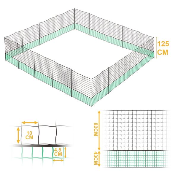 Chicken Fence Poultry Net Hens Netting Ducks Fencing Goose Coop 20 Posts 40M X 1.25M