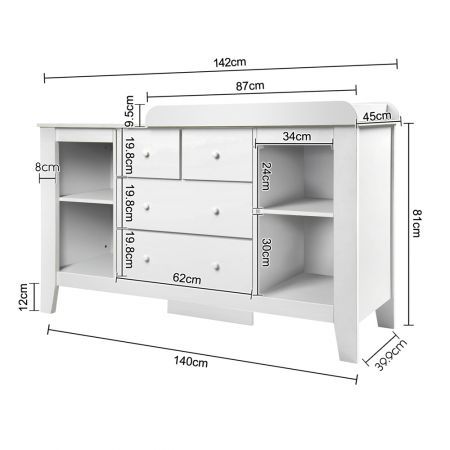 Keezi Baby Changing Table Diaper Station Drawers Chest Cabinet Nursery Furniture