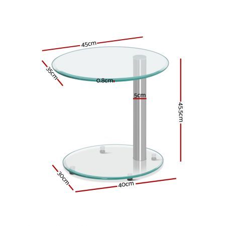 Artiss Coffee Table Round Tempered Glass Side End Beside Tables Cafe 45cm