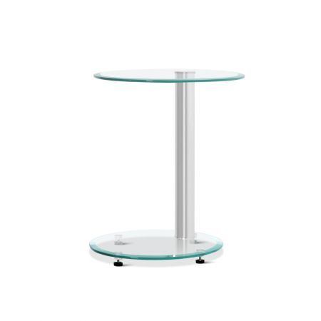 Artiss Coffee Table Round Tempered Glass Side End Beside Tables Cafe 45cm