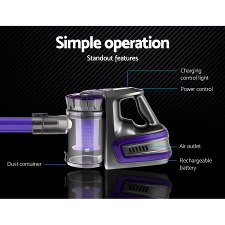 Devanti Handheld Vacuum Cleaner Cordless Bagless 150W Purple