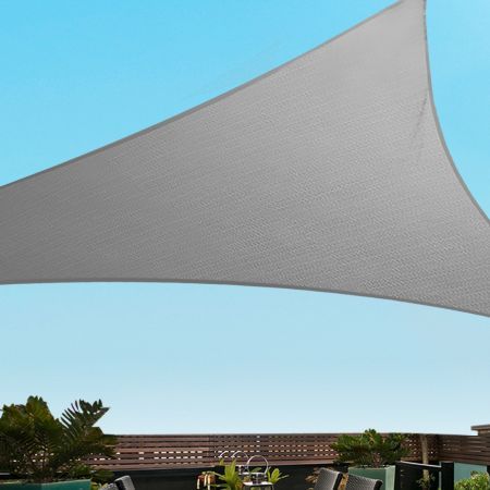 Instahut Shade Sail 5x5x5m Triangle 280GSM 98% Grey Shade Cloth