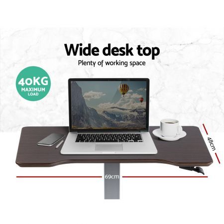 Artiss Mobile Height Adjustable Standing Desk Sit Stand Portable Computer Laptop Bar Table Gas Lift Grey