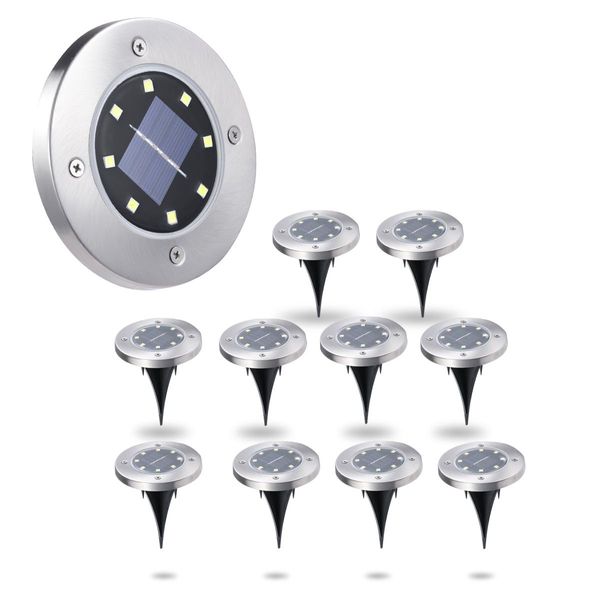 10x LED Solar Powered Buried Inground Recessed Light Outdoor Garden Deck Lighting Lamp