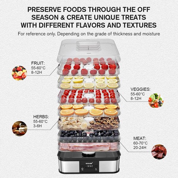 Digital Food Dehydrator Fruit Meat Vegetable Dryer Beef Jerky Maker w/7 Trays