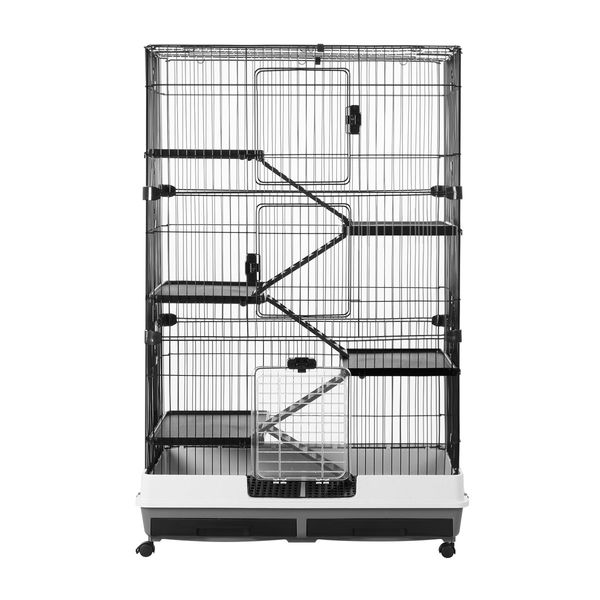 Rabbit Hutch Pet Cat Cage Bunny Ferret Guinea Pig Crate Small Animal House Indoor Outdoor Metal on Wheels 5 Levels