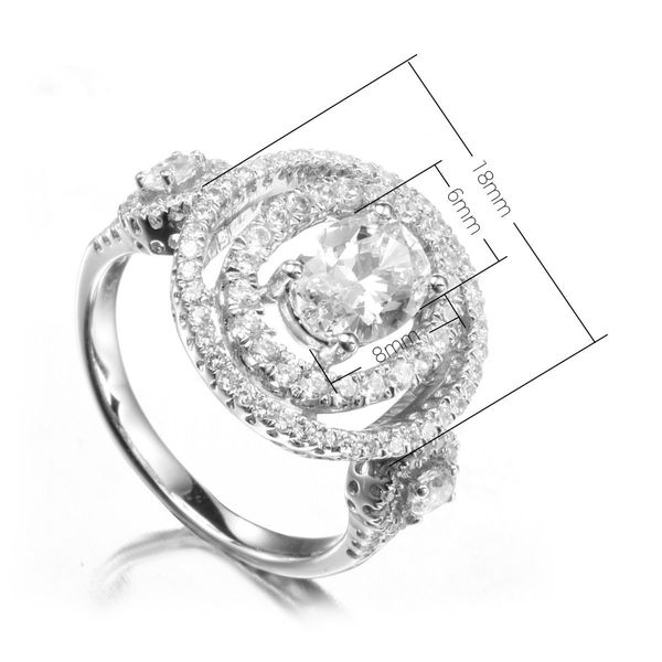 Two Tier S925 Silver with Round Shape Stone Wedding Ring for Woman