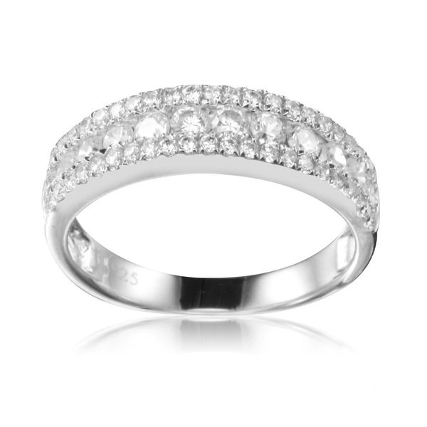 Three Row Cubic Stone Wedding & Eternity Ring