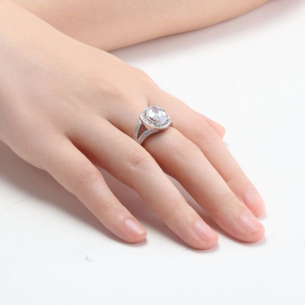 925 Sterling Silver Oval Cut Stone Engagement Ring