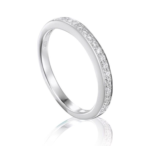 Sterling Silver Radiant Cut Cubic Stone Wedding & Eternity Ring