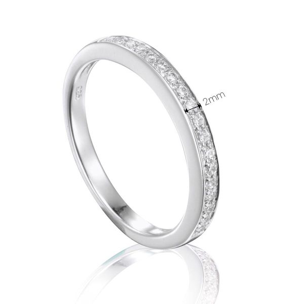 Sterling Silver Radiant Cut Cubic Stone Wedding & Eternity Ring