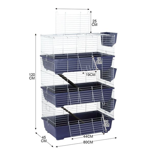 Indoor Rabbit Hutch Cat Pet Cage Ferret House Bunny Small Animal Guinea Pig Crate Metal 3 Levels