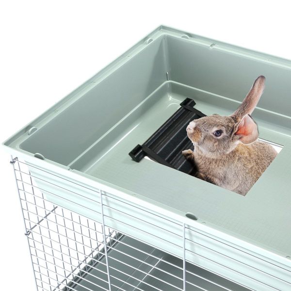 Indoor Rabbit Hutch Cat Cage Bunny Pet Crate Ferret House Small Animal Guinea Pig Metal 2 Levels