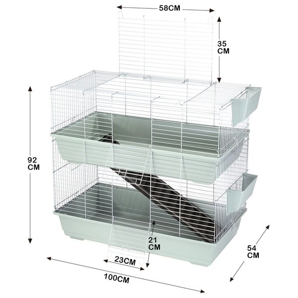 Indoor Rabbit Hutch Cat Cage Bunny Pet Crate Ferret House Small Animal Guinea Pig Metal 2 Levels