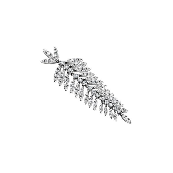 Sterling Silver Fern Shaped Drop Earrings