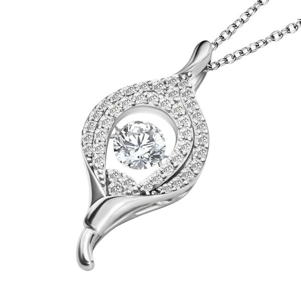 Round Dancing Stone Pendant Necklace Crystal Sterling Silver Chain