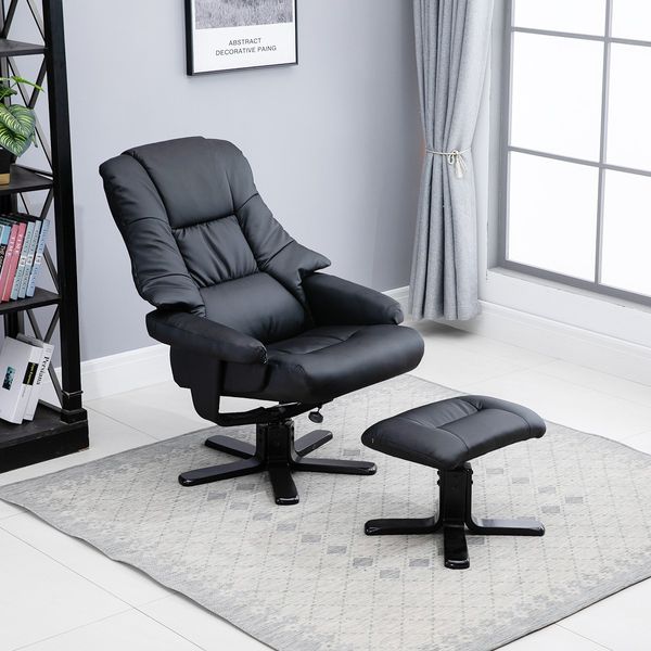 Luxdream Home Office Recliner Chair PU Leather Armchair Lounge Sofa Couch Ottoman Footrest