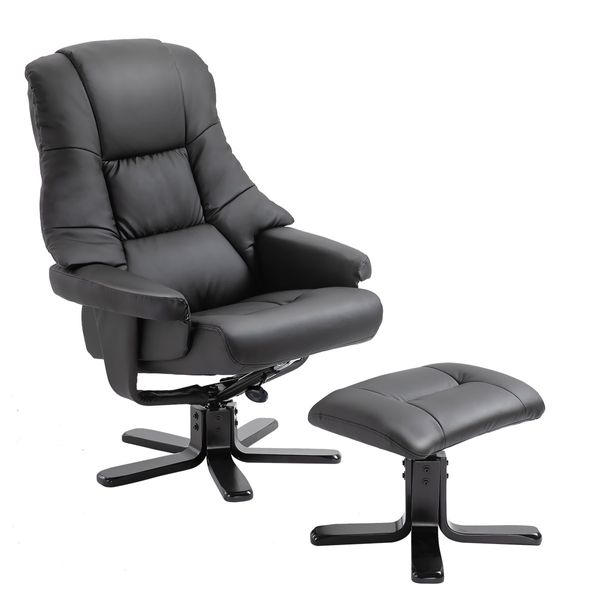 Luxdream Home Office Recliner Chair PU Leather Armchair Lounge Sofa Couch Ottoman Footrest