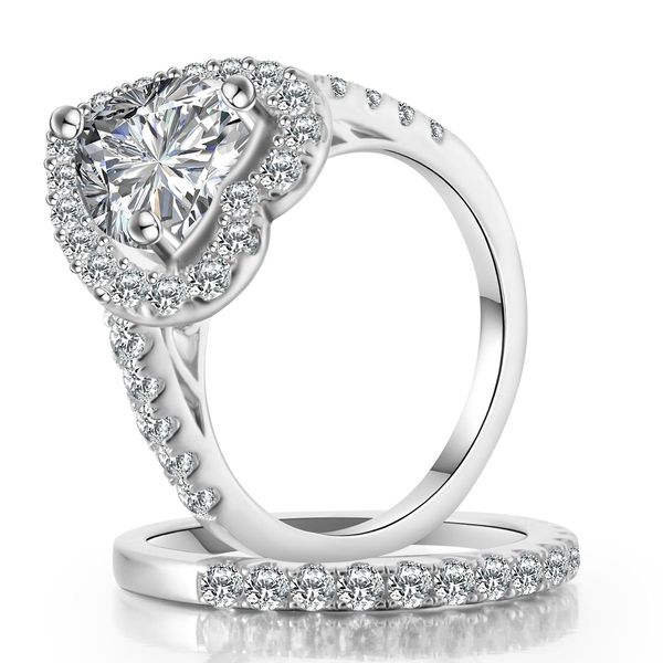 Zulastone 925 Sterling Silver Heart Engagement Ring