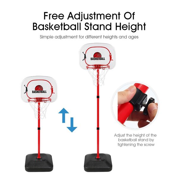 1.6m-2.4m Large Kids Portable Basketball Hoop Stand System Set Adjustable Height Net Ring Ball