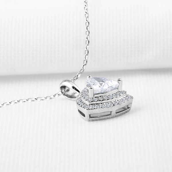 S925 Sterling Silver Layering Crystal Pendant Chain Necklace