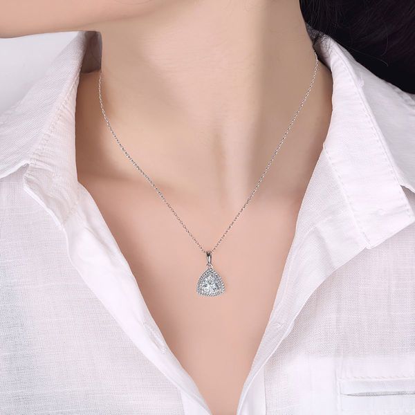 S925 Sterling Silver Layering Crystal Pendant Chain Necklace