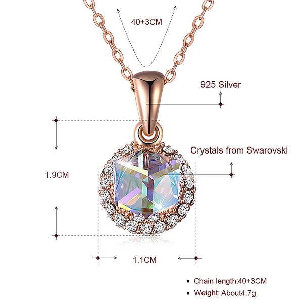 Square Crystal Stone Crystal-encrusted Base Sterling Silver-Pink Champagne