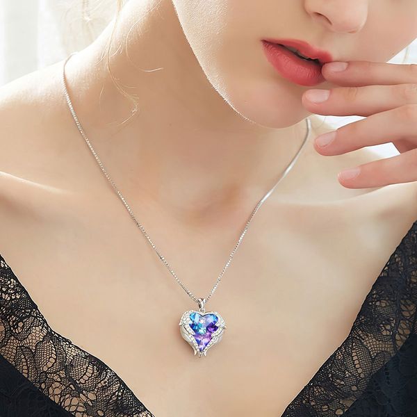 Heart Shaped Encased Zulastone Necklace - Sapphire Amethyst