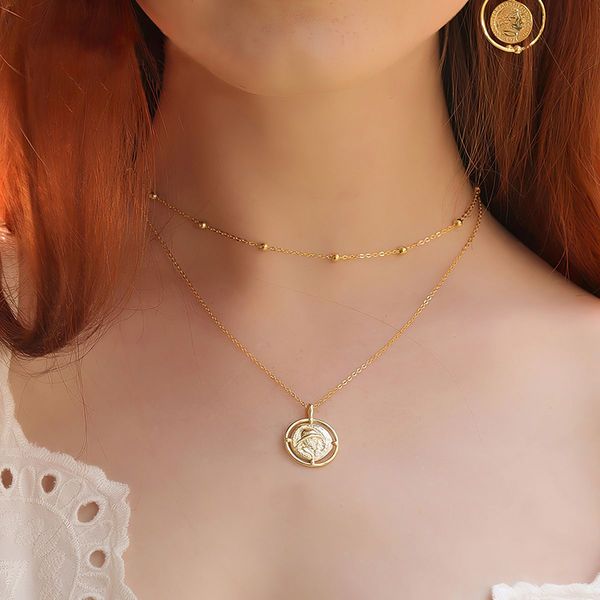 Gold Plated Sterling Silver Coin Pendant Necklace