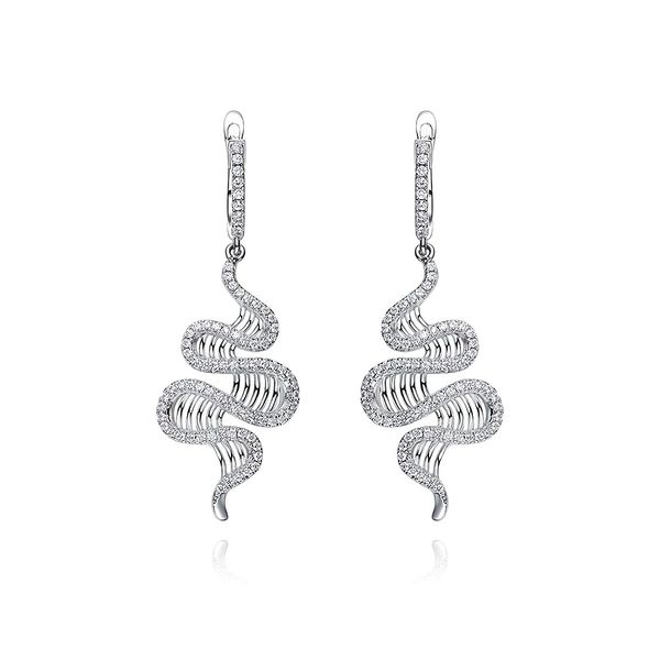 Wave Long Dangle 925 Sterling Silver Stud Earrings Zulastone Woman Girl Jewelry