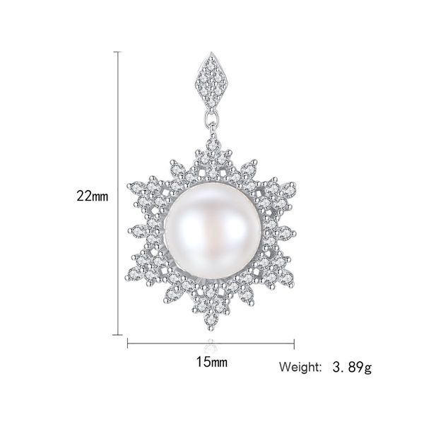 Bridal Snowflake Shape Shell Pearl Stud Earrings 925 Sterling Silver Wedding Jewelry