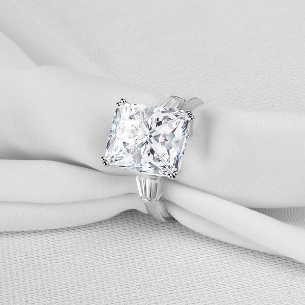 Square Princess Cut Solitaire Zulastone Engagement Ring in 925 Sterling Silver