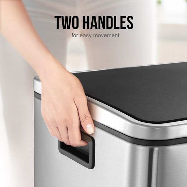 60L Dual Compartment Dustbin Stainless Steel Kitchen Garbage Rubbish Bin with Pedals