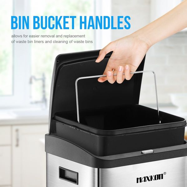 34L Two Layer Press Top Dustbin Kitchen Waste Pedal Bin Garbage Trash Can