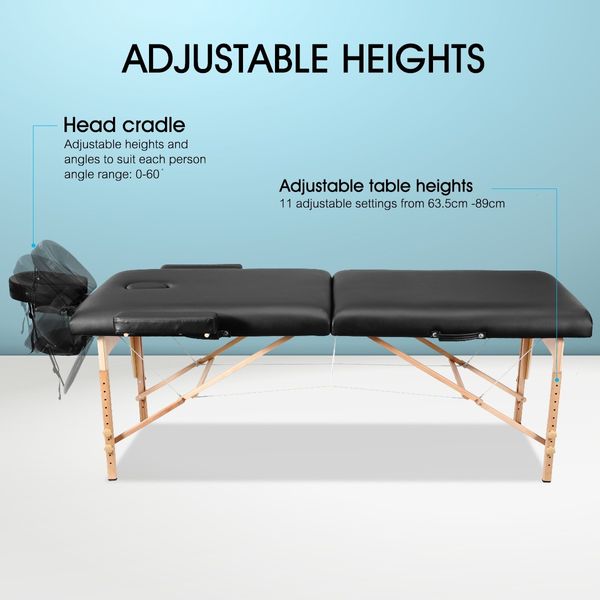 Adjustable 80cm Full Body Massage Bed Beauty Treatment Bed w/ Carrying Bag