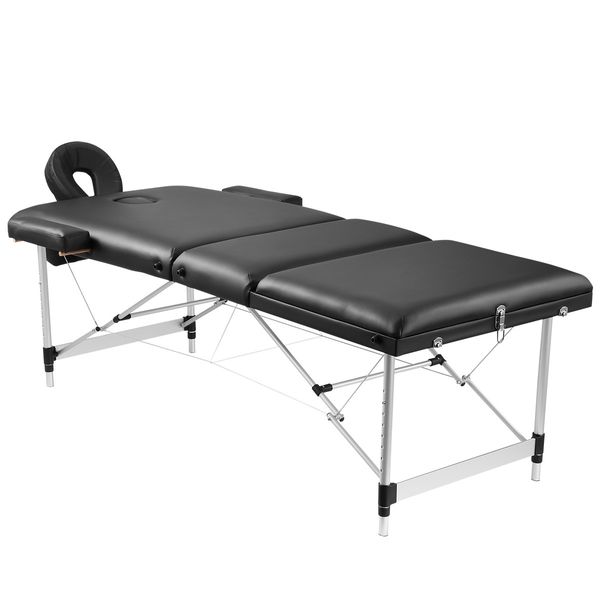 80cm Aluminium Massage Table Bed Therapy Equipment-Black 