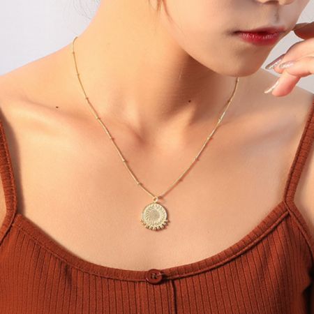 S925 silver coin pendant necklace