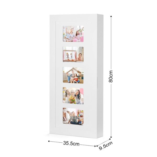 Wall Hanging Jewellery Cabinet Organizer w/ Photo Frames-White