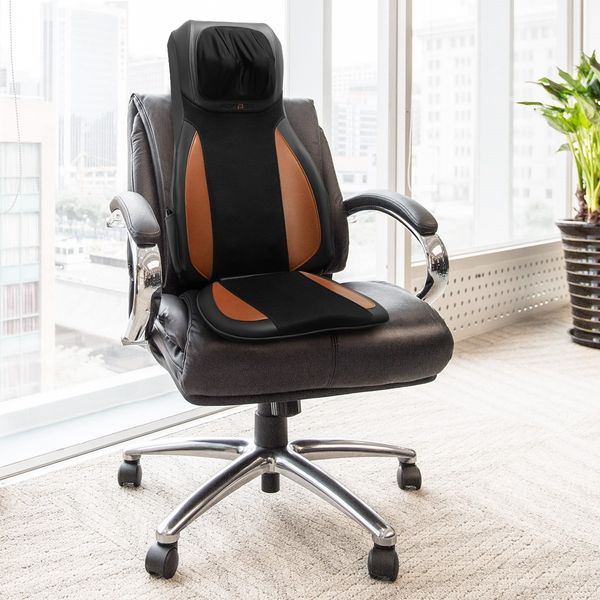 Full Body Neck Back Massager Shiatsu Massage Chair Car Seat Cushion-Orange